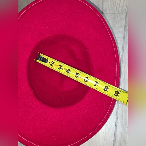 Vtg Lancaster Red Wool Wide-Brim Hat W/Bow USA Made - Picture 5 of 6